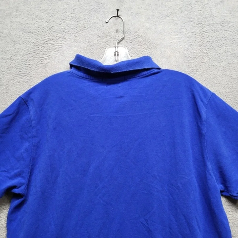 Polo Top Look Men Polo Shirt XL Blue Custom‎ Slim Fit Logo Short Sleeve Collar